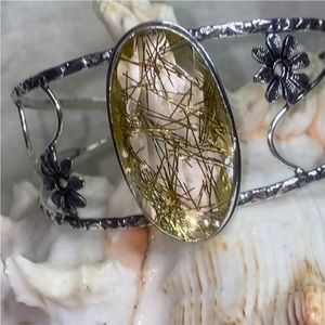 Striking Golden Rutile Artisan handcrafted statement Bracelet